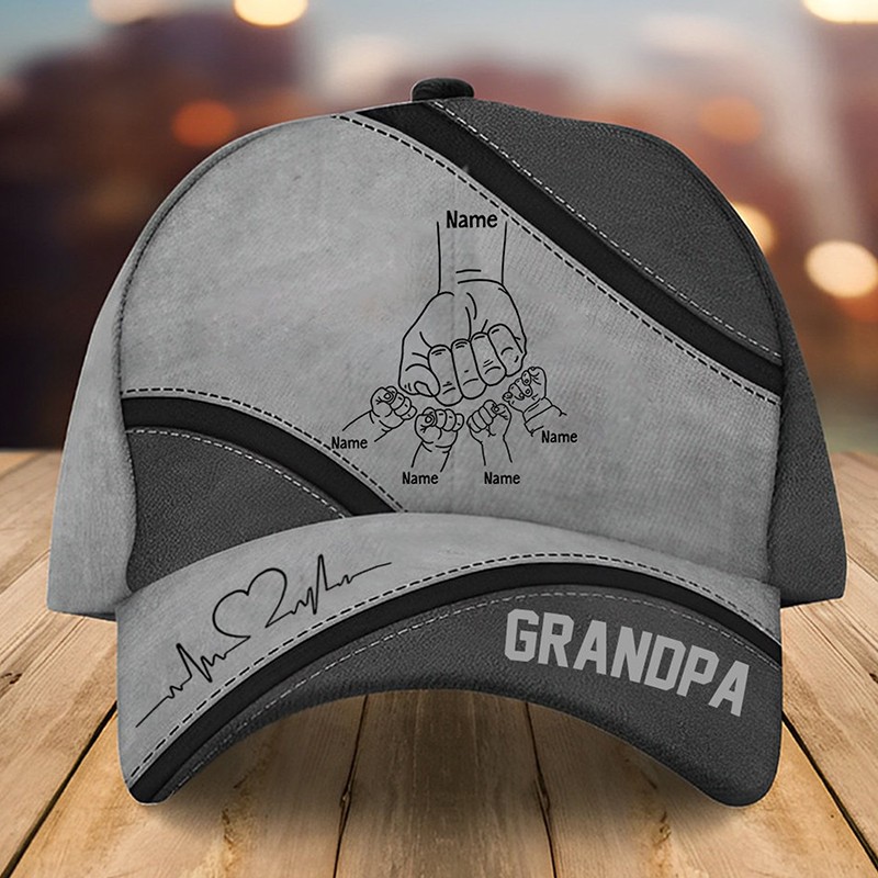 Personalized Dad Hat with Kids Names Leather Patch Trucker Hat Father's Day Gift