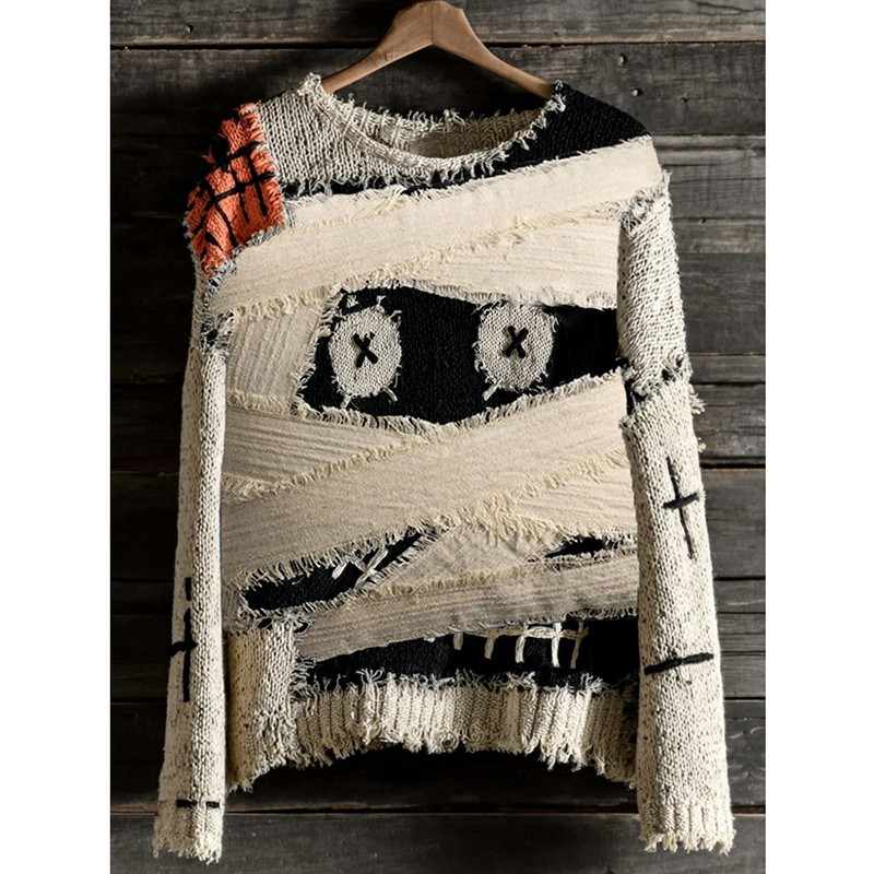Halloween Mummy Spooky Face Cozy Knit Sweater