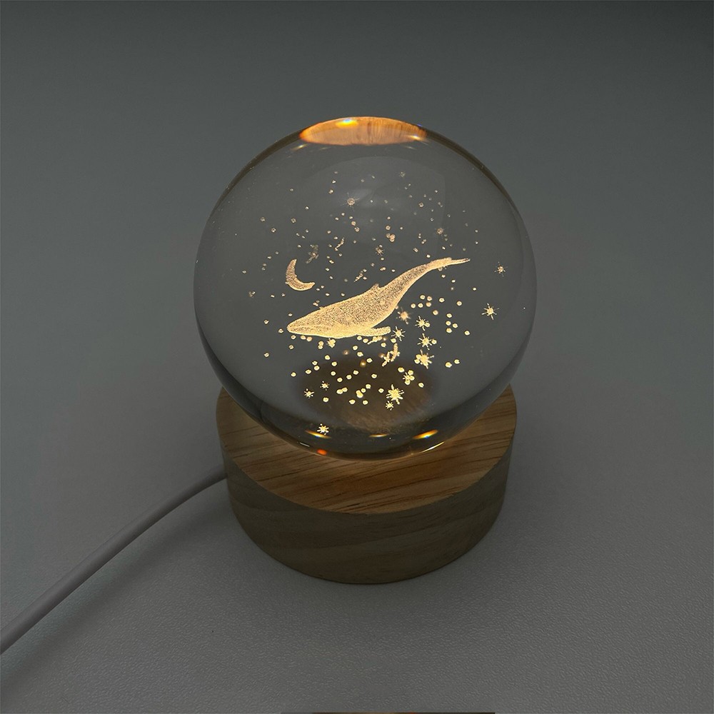 Personalized Whale and Moon Globe Night Light Bedside Desk Lamp Baby Gift Birthday Gift Christmas Gift