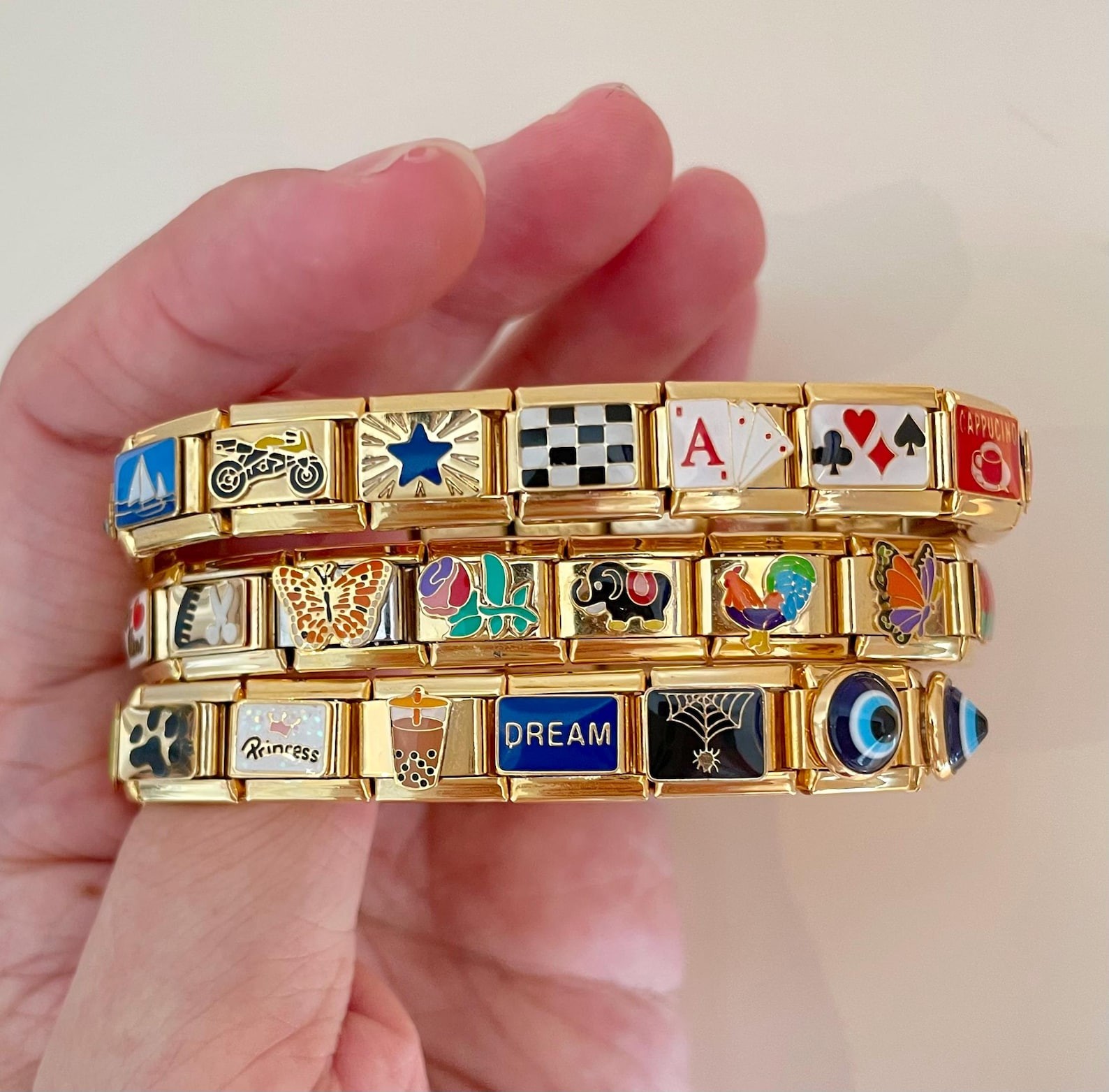 Custom Italian Charm Bracelet Gold Italy Charms Bracelet Vintage Best Friend Bracelet