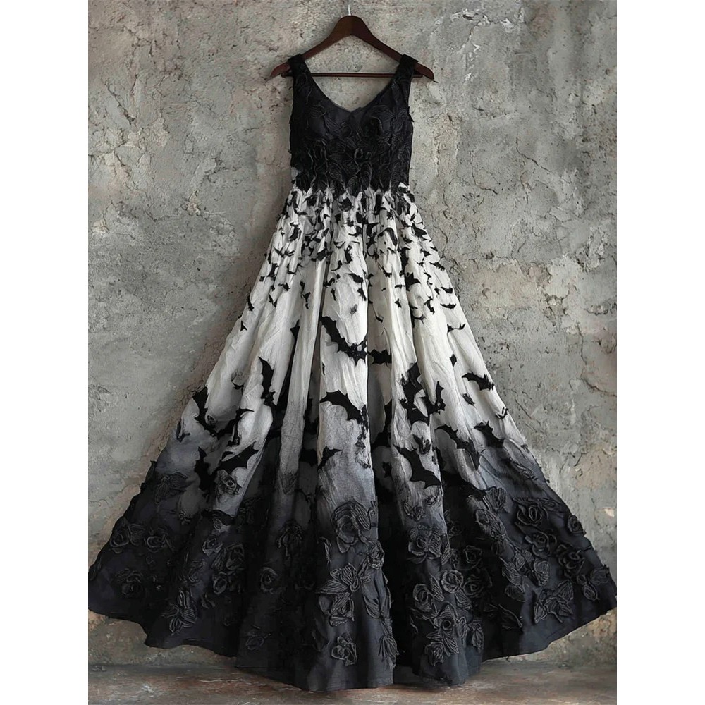 Halloween Bat Rose Gothic Art Women's Vest Maxi Dress