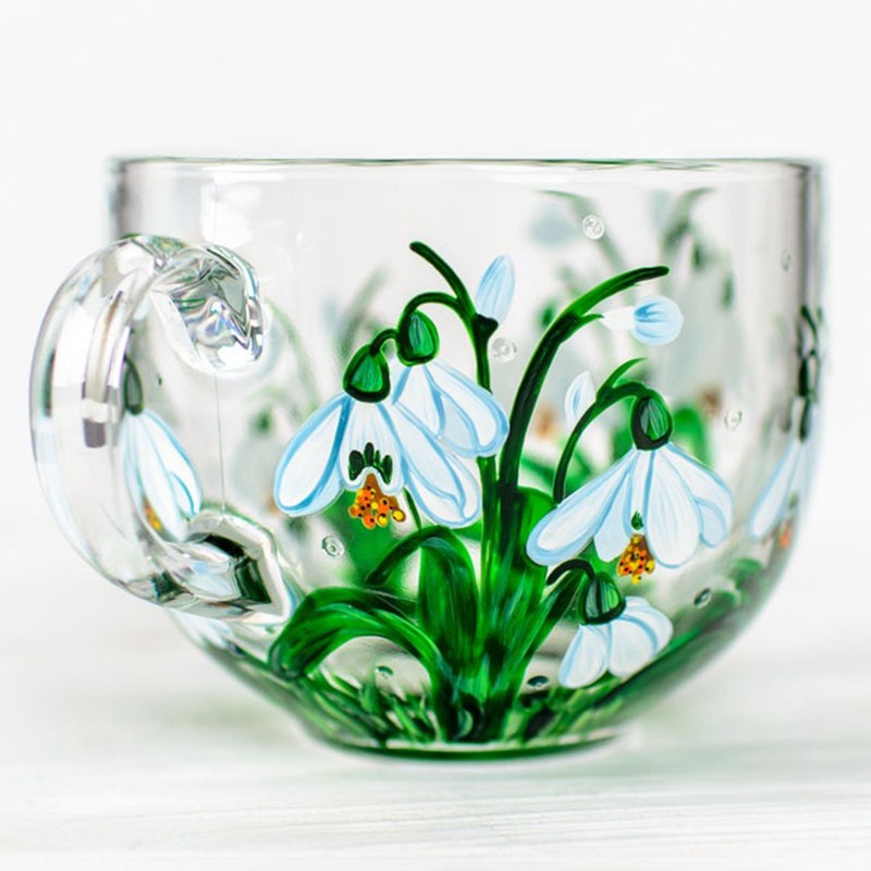 February Birth Flower Glass Mug Featuring Violet Flowers Mother Day Gift Birthday Gift 
