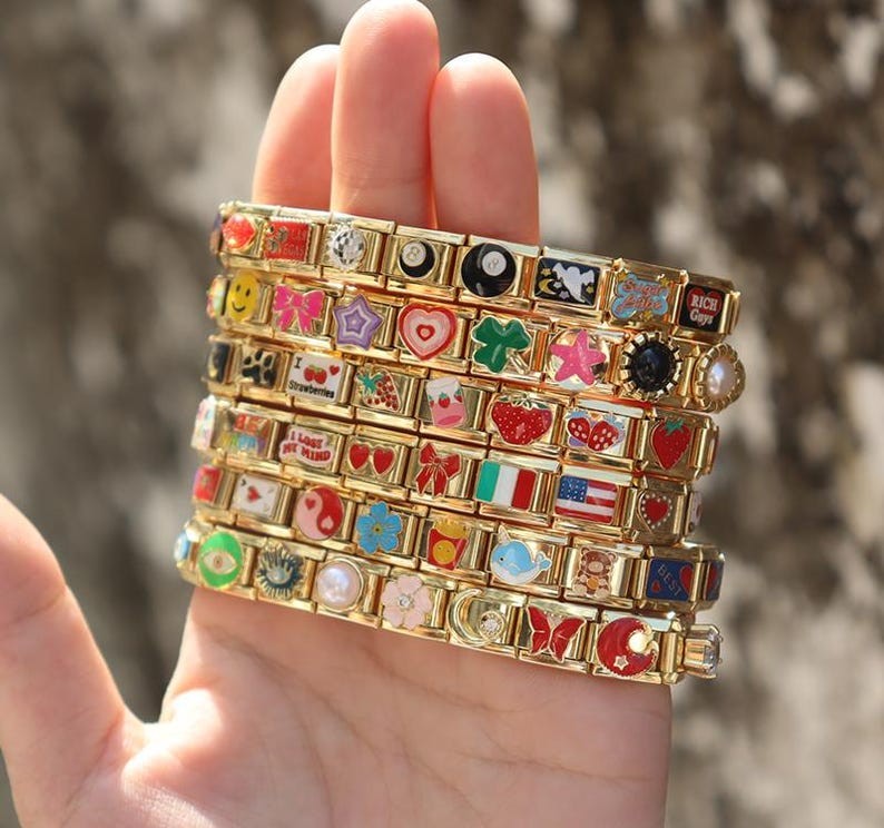 Custom Italian Charm Bracelet Gold Italy Charms Bracelet Vintage Best Friend Bracelet