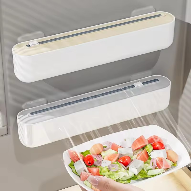 Wall Mounted Plastic Wrap Cutter Food Grade Kitchen Organizer