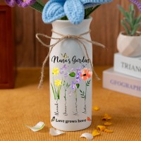 Custom Grandma's Garden Birth Flower Vase With Grandchildren Name For Mother's Day Gift
