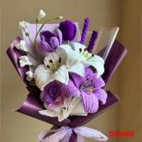 Mother's Day  Purple Lily Crochet Bouquet Finished Product