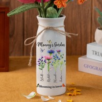 Custom Grandma's Garden Birth Flower Vase With Grandchildren Name For Mother's Day Gift