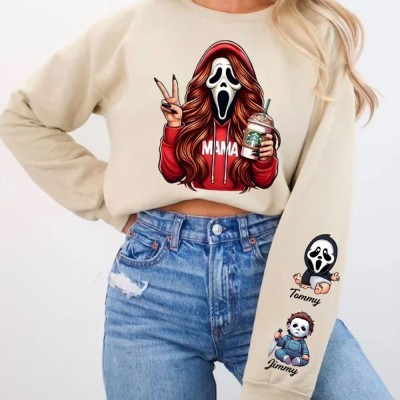 Custom Halloween MAMA Sweatshirt/Hoodie with Kid's Names on the Sleeve