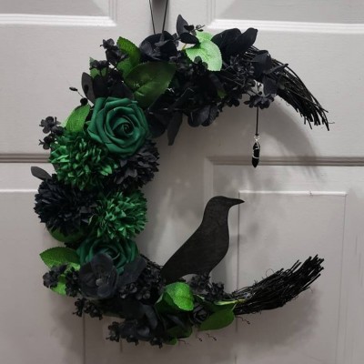 Raven Moon Wreath Gothic Crescent Moon Wreath