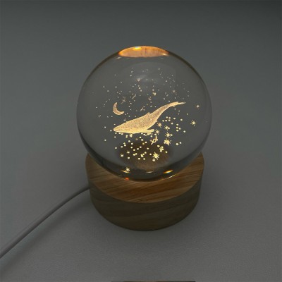 Personalized Whale and Moon Globe Night Light Bedside Desk Lamp Baby Gift Birthday Gift Christmas Gift