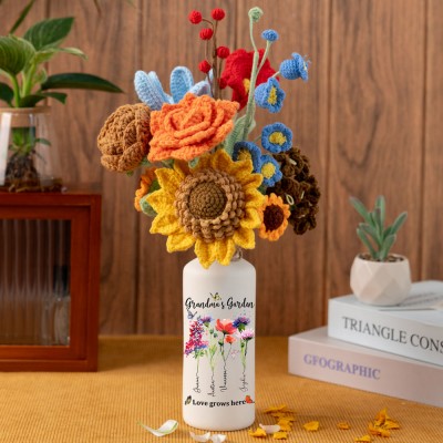 Personalized Mother's Day Crochet Bouquet Finished Product