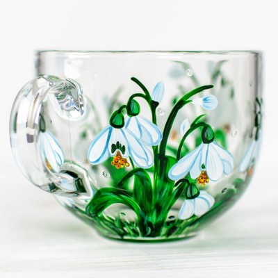February Birth Flower Glass Mug Featuring Violet Flowers Mother Day Gift Birthday Gift 