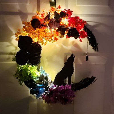 Halloween Wolf Moon Wreath Gothic Home Decor