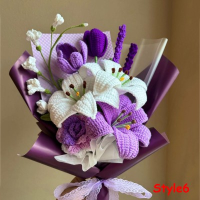 Mother's Day  Purple Lily Crochet Bouquet Finished Product