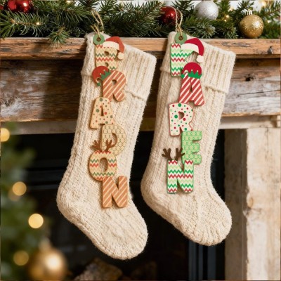 Personalized Gingerbread Alphabet Ornament Kids Name Ornament Christmas Tag for Stockings