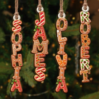 Personalized Gingerbread Alphabet Ornament Kids Name Ornament Christmas Tag for Stockings