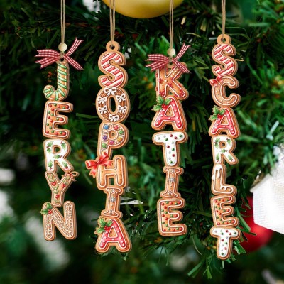 Personalized Gingerbread Alphabet Ornament Kids Name Ornament Christmas Tag for Stockings