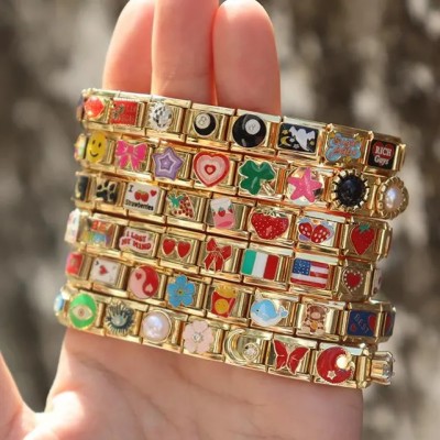 Custom Italian Vintage Charms Gold Bracelet Gift for Christmas